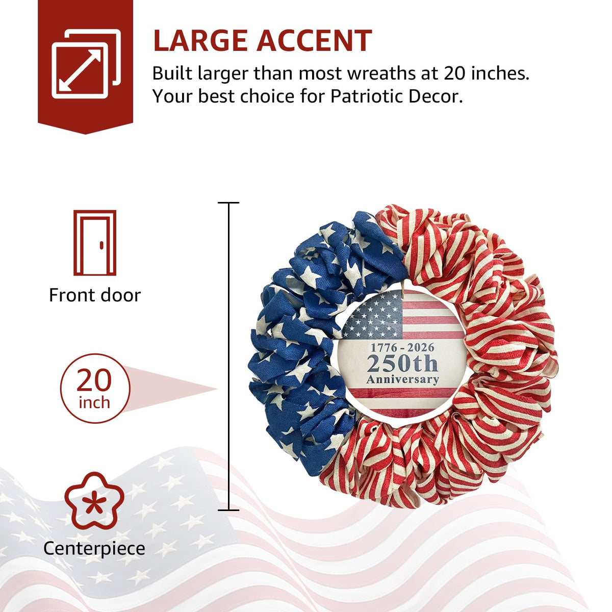 NUTIKAS outdoor patio wreath with burlap texture for year-round porch style.