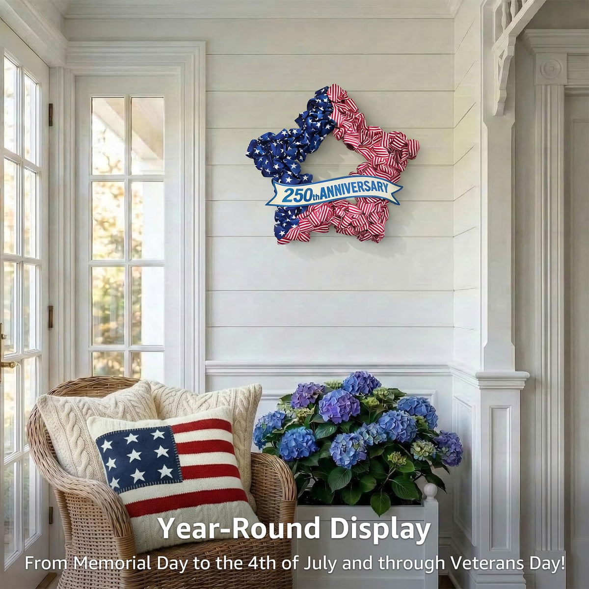 Nutikas easy-hang patriotic wreath for quick decorating