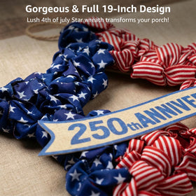Nutikas red white blue banner wreath featuring bold patriotic accent