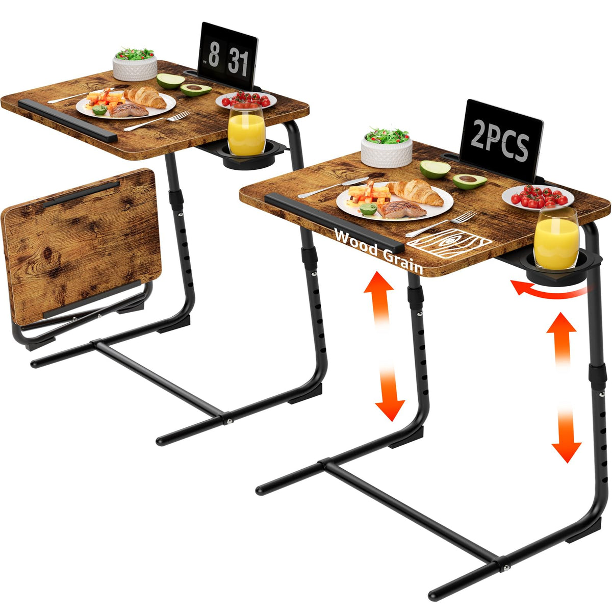 Nutikas TV Trays folding setup shows compact storage beside a sofa