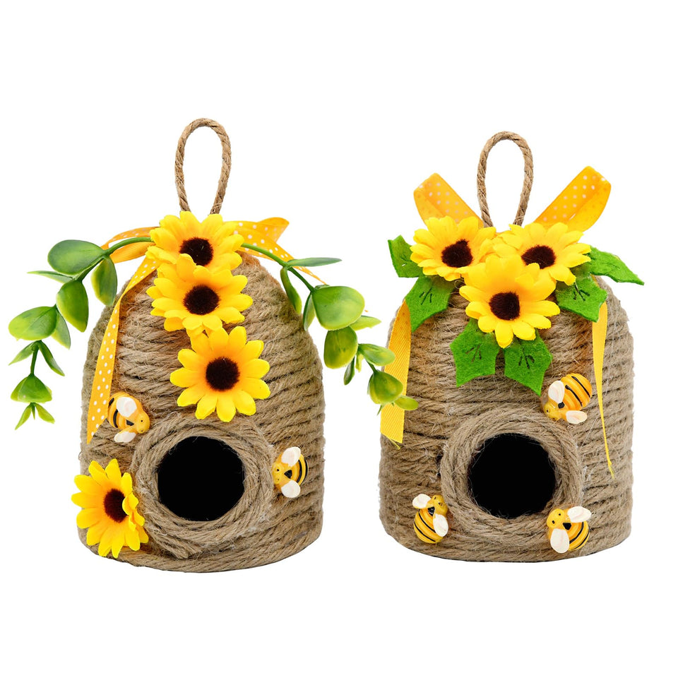 Nuvagiki bee hive decor with sunflowers adds rustic charm to your kitchen table