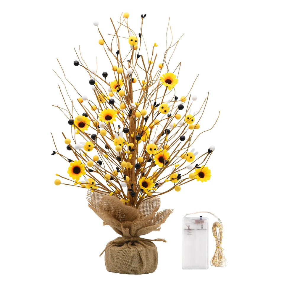 nuvagiki lighted sunflower bee tabletree with sunflowers and bees for spring decor