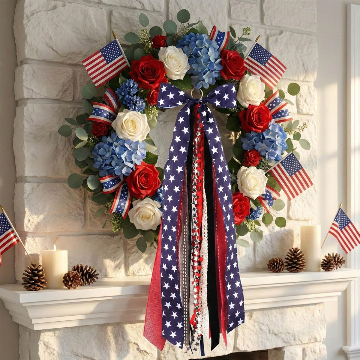 NUVCELKA red stripes lace layer creates bold patriotic contrast