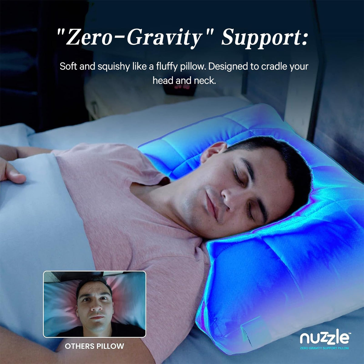 Nuzzle nanocoil fibers illustration demonstrates weightless support and lasting shape.