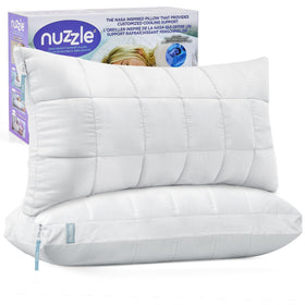 Nuzzle king-size set of 2 adjustable pillows in bed for versatile sleep heights