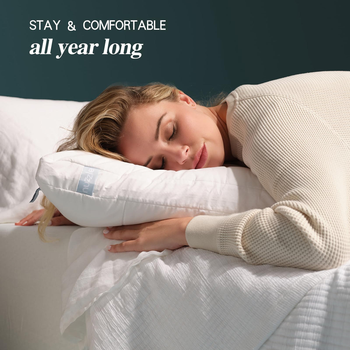 Durable Nuzzle pillow design maintains loft and shape over time