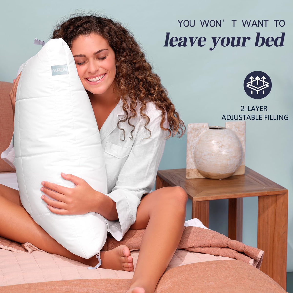 Nuzzle soft breathable shell and machine-washable design.