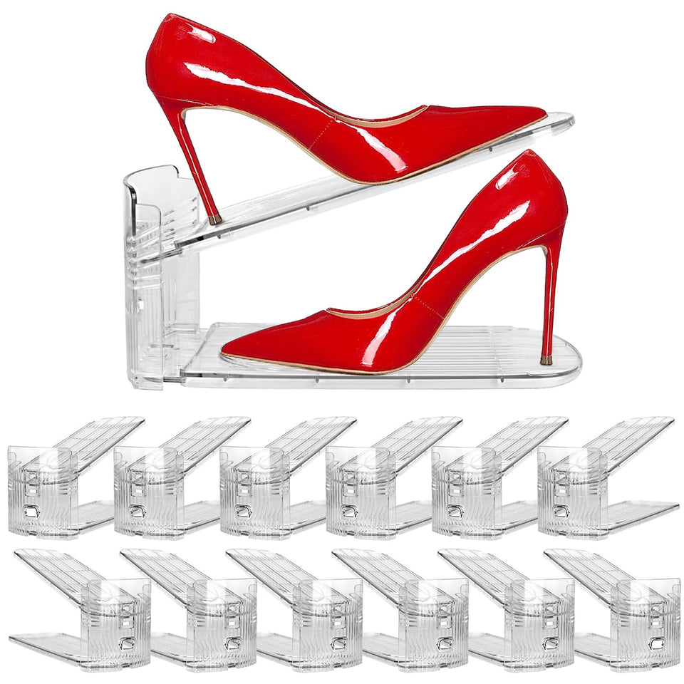 NVGSN clear shoe slot adjustable height shows two shoes for quick finding.