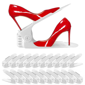 NVGSN shoe-slots-organizer-20-pack in white maximizes closet space.