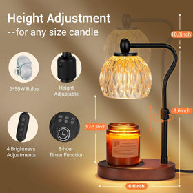 NVRGIUP Candle Lamp showing height adjustment feature for melt control.