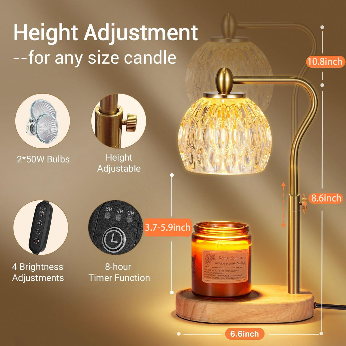 NVRGIUP Candle Warmer Lamp dimmer control panel for customizable mood lighting.