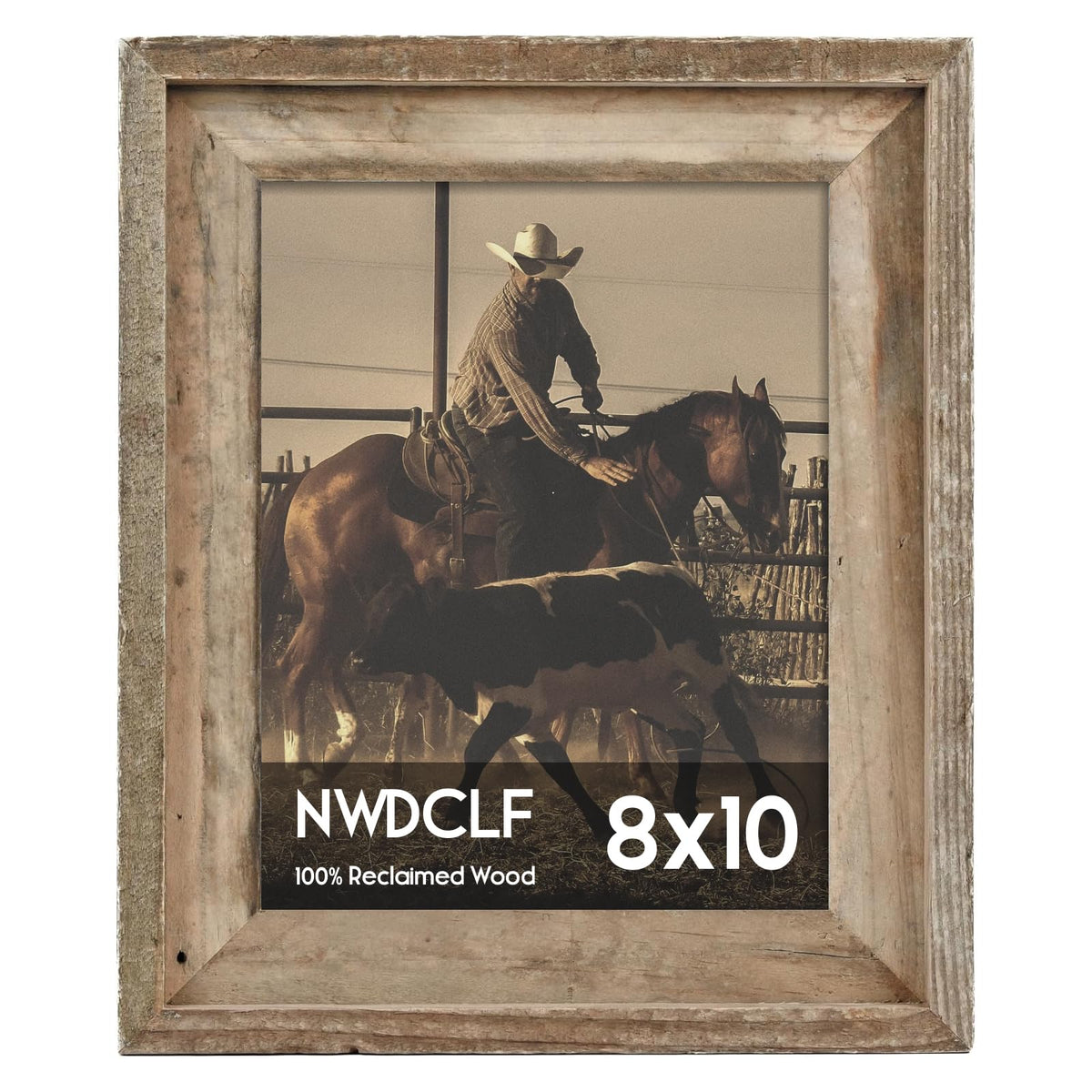 NWDCLF rustic 8x10 frame in reclaimed wood highlights warm texture for photos.