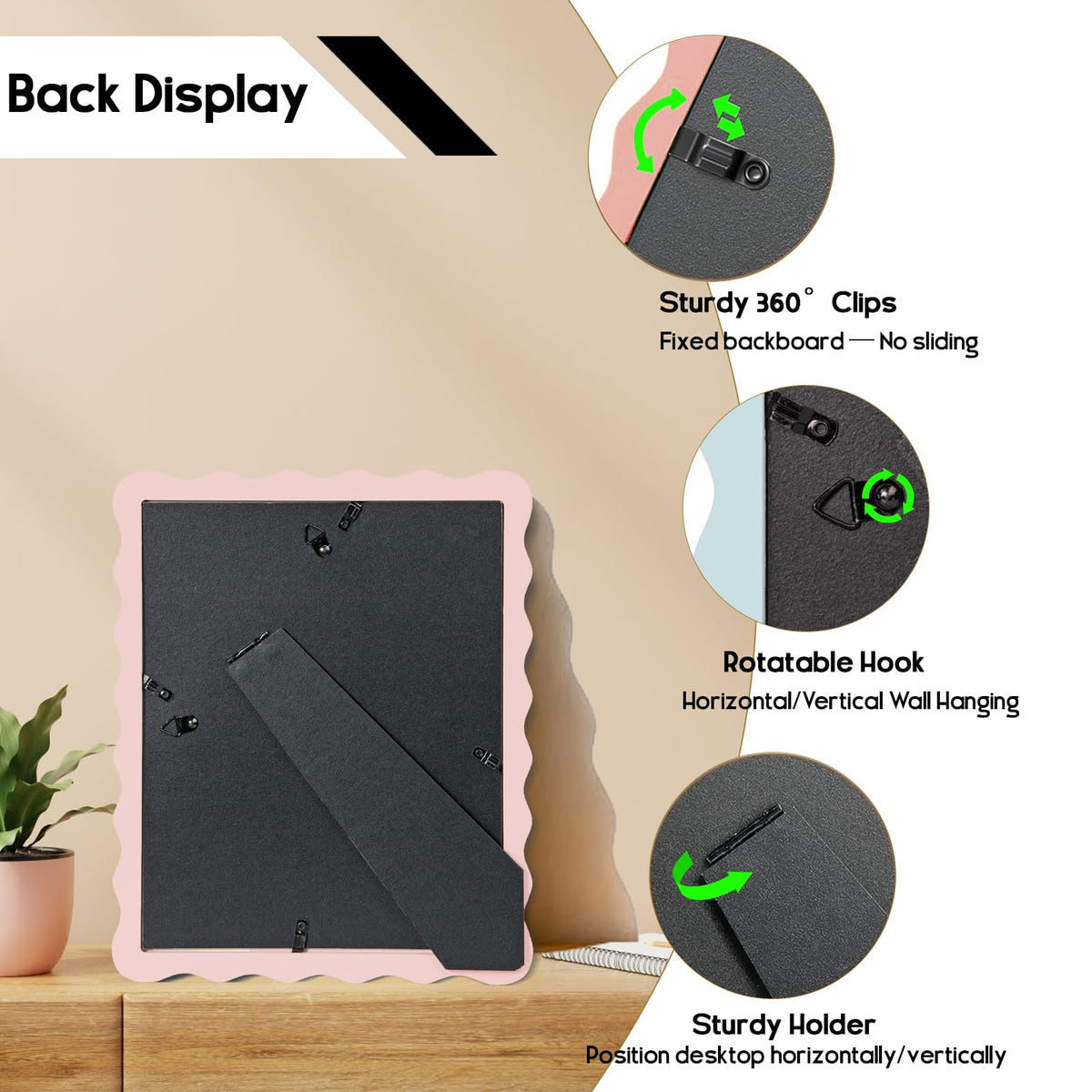 NWDCLF 8x10 frame displays on table or wall for versatility.