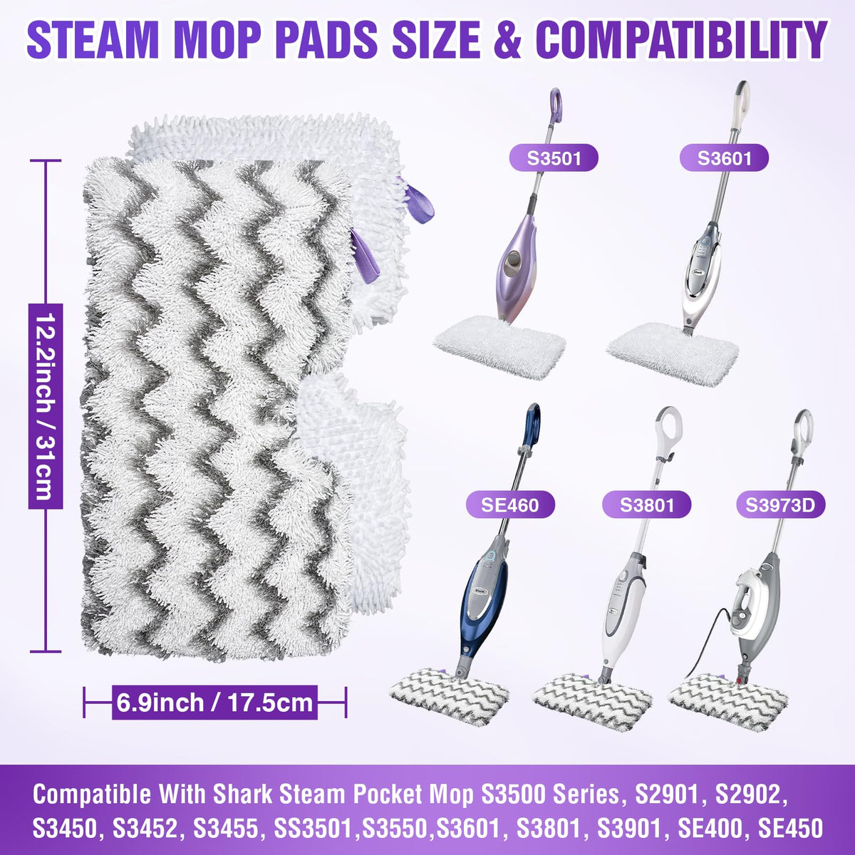 NXPPYY 8-pack s3601 pad with scrubbing strips for rugged stains and pet hair.