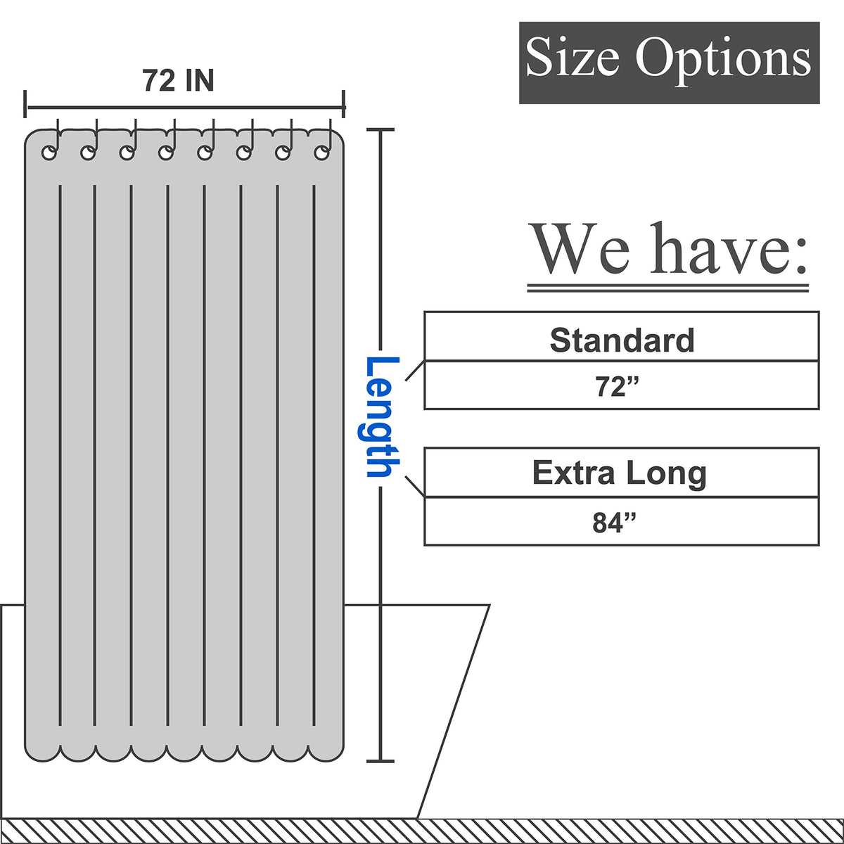 N&Y HOME 71x72 inch curtain fits standard showers and tubs