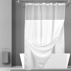 N&Y HOME long waffle weave shower curtain 75-inch with detachable liner for easy cleaning.