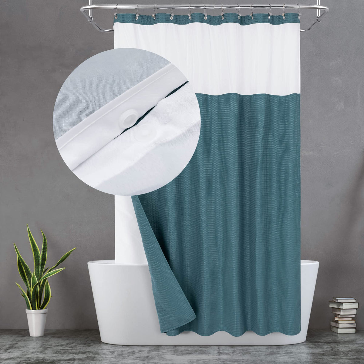 N&Y HOME 71x72 inch shower curtain fits standard tubs.