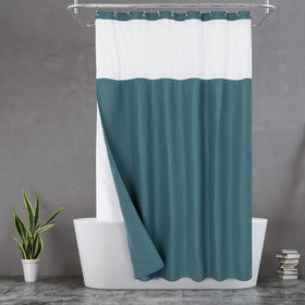 N&Y HOME waffle curtain teal mesh window for light and privacy.