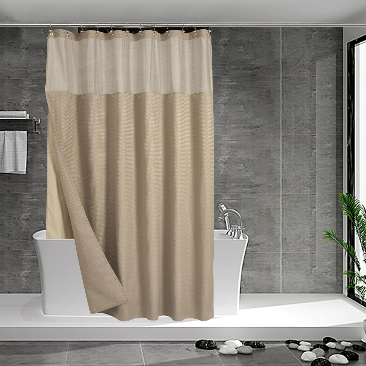 N&Y HOME waffle weave shower curtain with hotel-style texture and finish