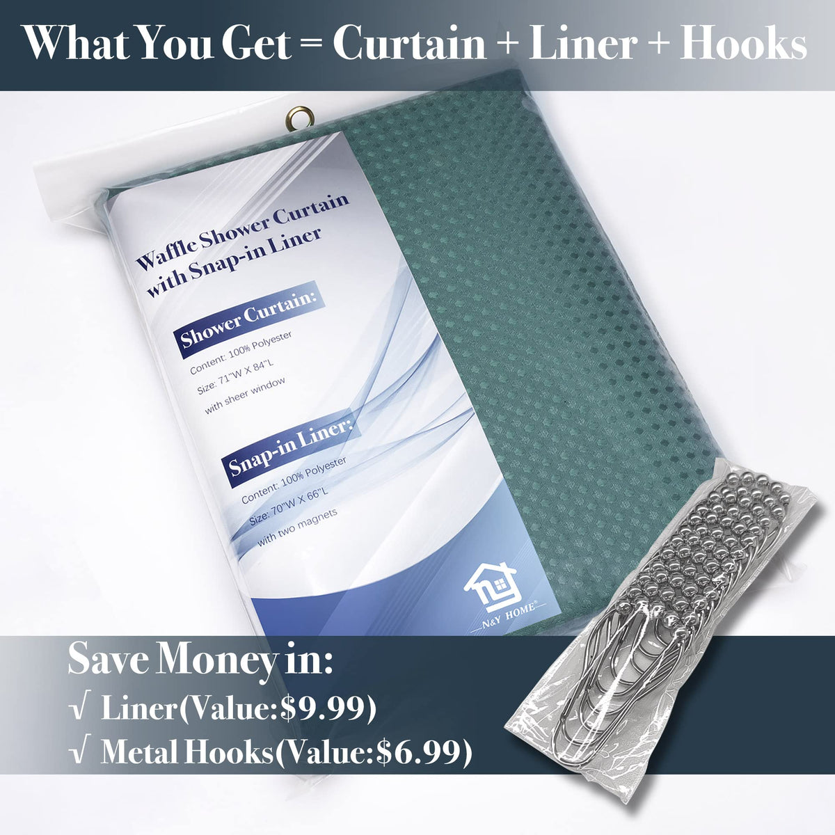 N&Y HOME water-repellent curtain and liner dry quickly after use.