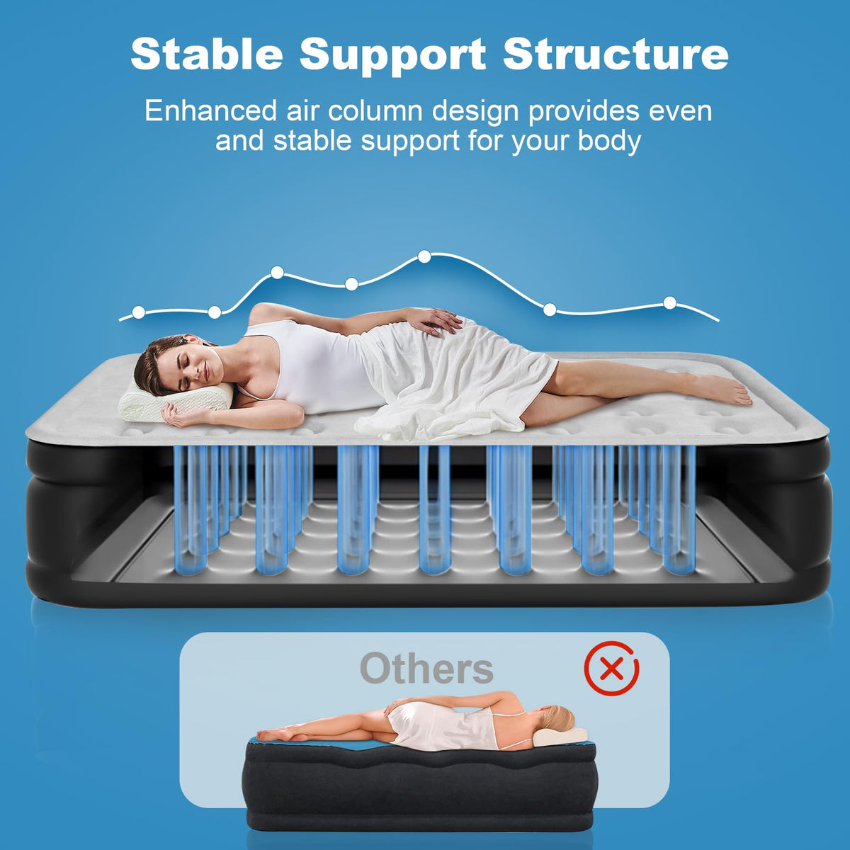 Nyabtst air mattress supports up to 660 pounds.