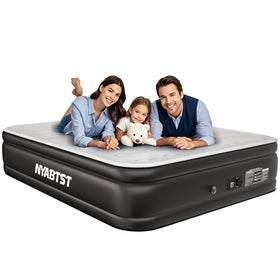 Nyabtst queen air mattress with built-in pump for quick setup.