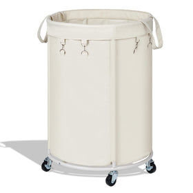 Nyamofly 150L rolling laundry basket with wheels, ideal for easy transport and storage.