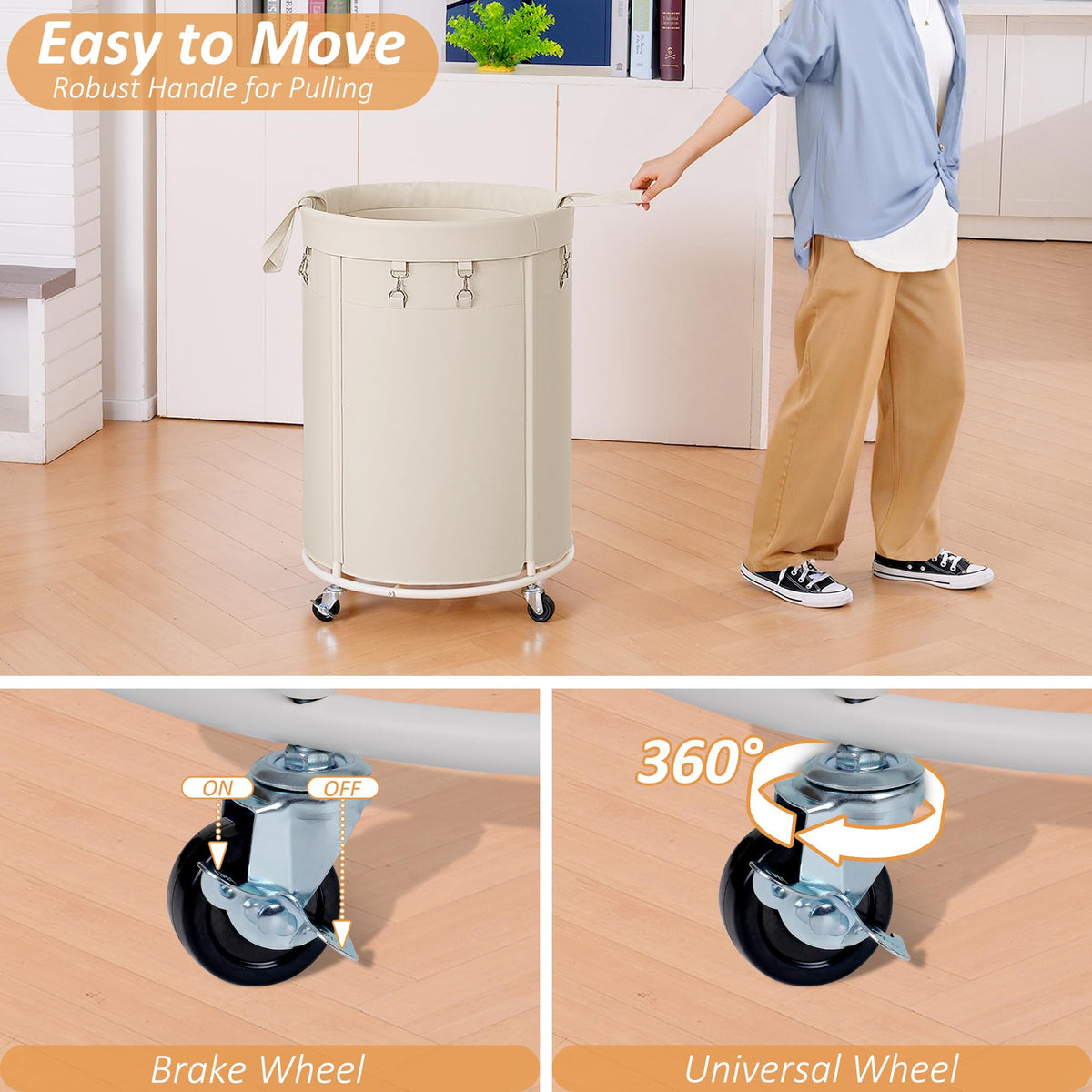Nyamofly spacious 150L laundry hamper ready for bedding, towels, or family laundry.