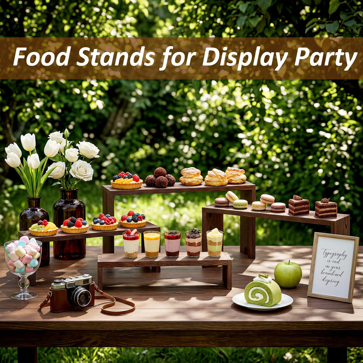 Nyamofly wooden shelves with three heights for varied displays