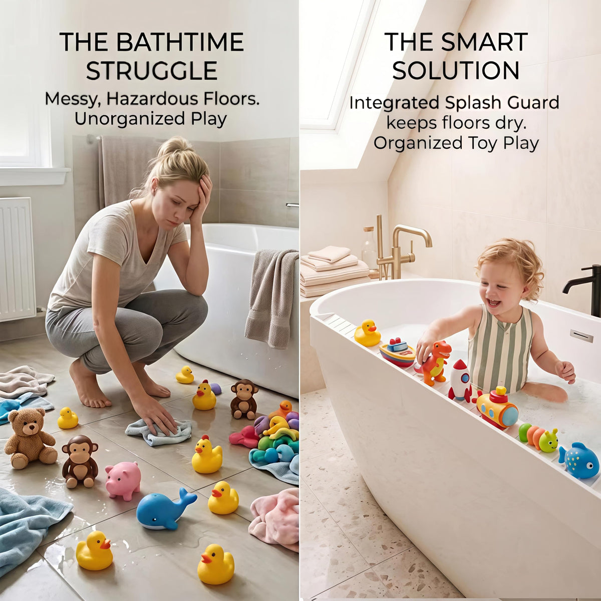 NYELOZIO bath toy storage keeps rubber ducks organized and dry