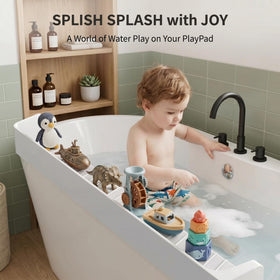 NYELOZIO tub side tray with suction cups anchors to tub edge