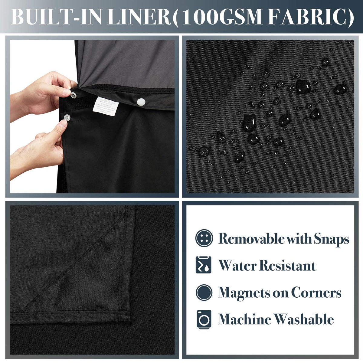 N&Y HOME detachable snap-on liner for quick cleaning and replacement.