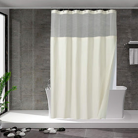 N&Y HOME waffle weave shower curtain in cream for a spa-like bathroom aesthetic.