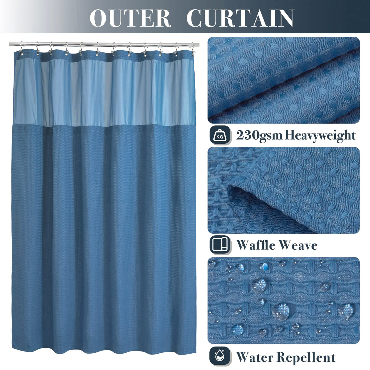 N&Y HOME shower curtain hooks set included for quick setup and stable hanging
