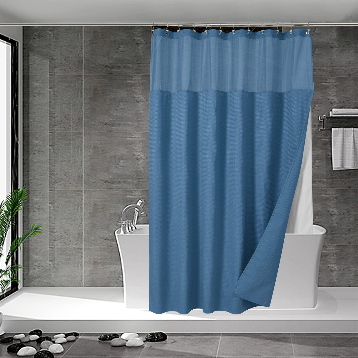 N&Y HOME waffle weave curtain with snap-in liner for easy cleaning