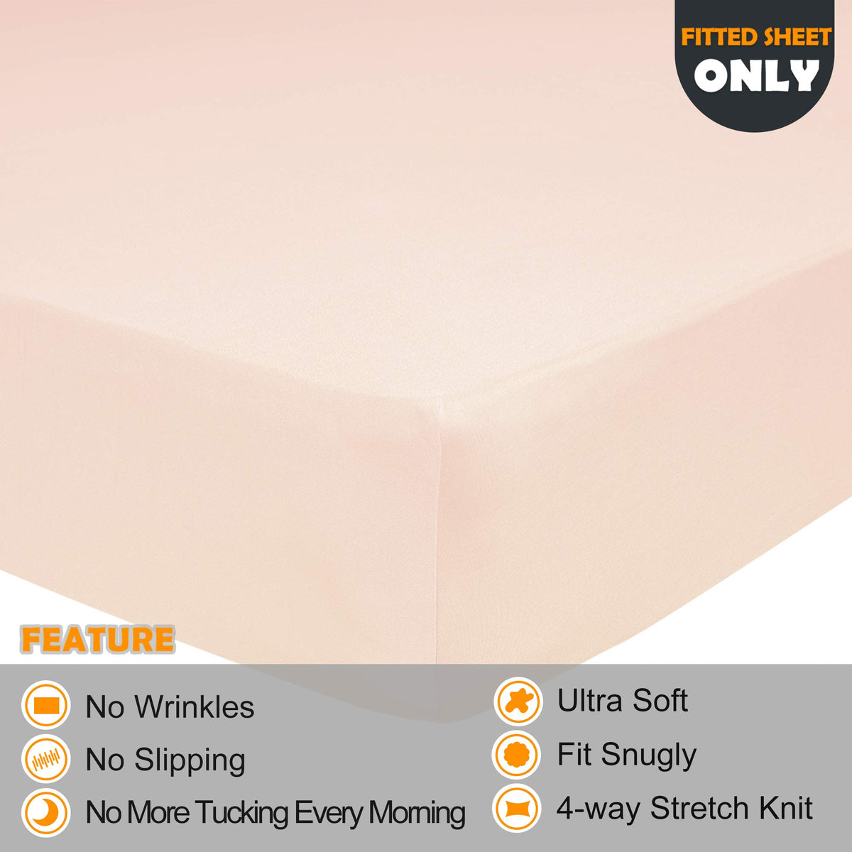 N&Y HOME fitted sheet with deep pockets and elastic around the bottom corners secured
