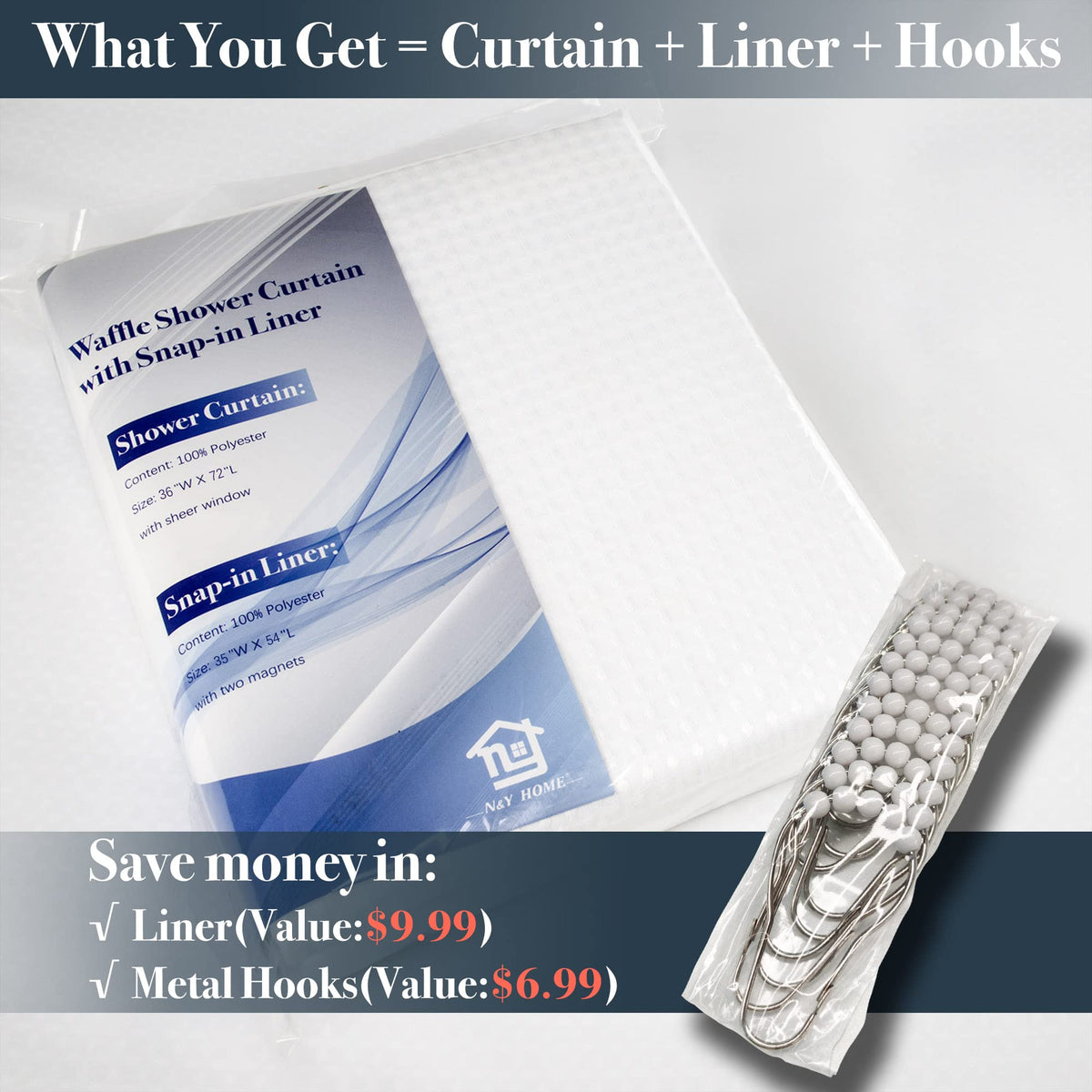 N&Y HOME rust-resistant metal hooks set keeps accessories sturdy.