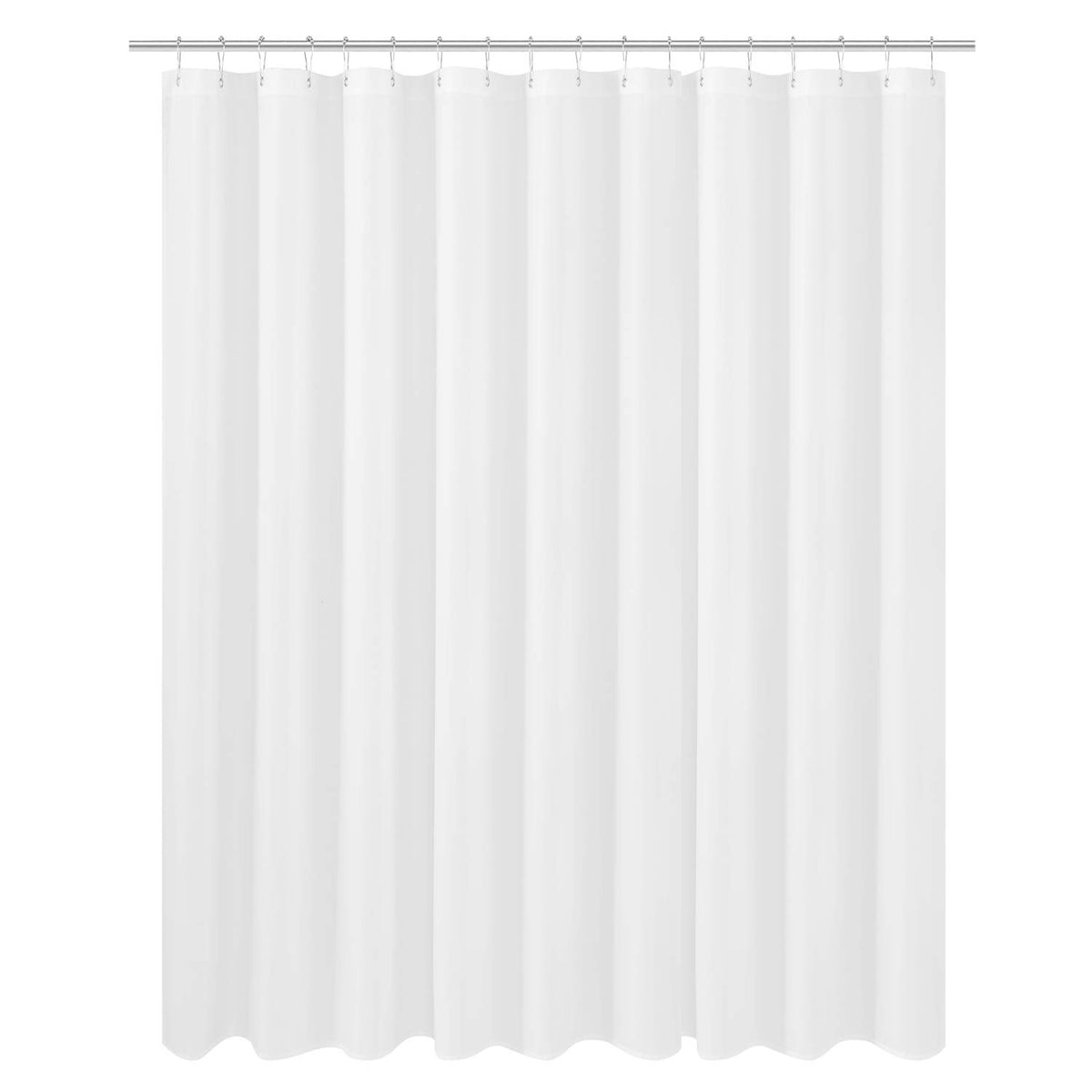 N&Y HOME shower curtain liner header close-up, durable top edge for long-lasting use