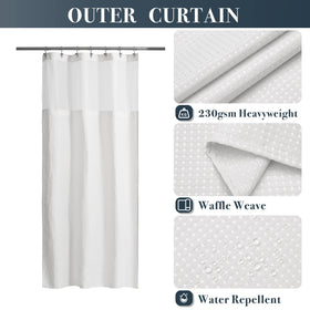 N&Y HOME shower curtain mesh-top window lets light in while preserving privacy.