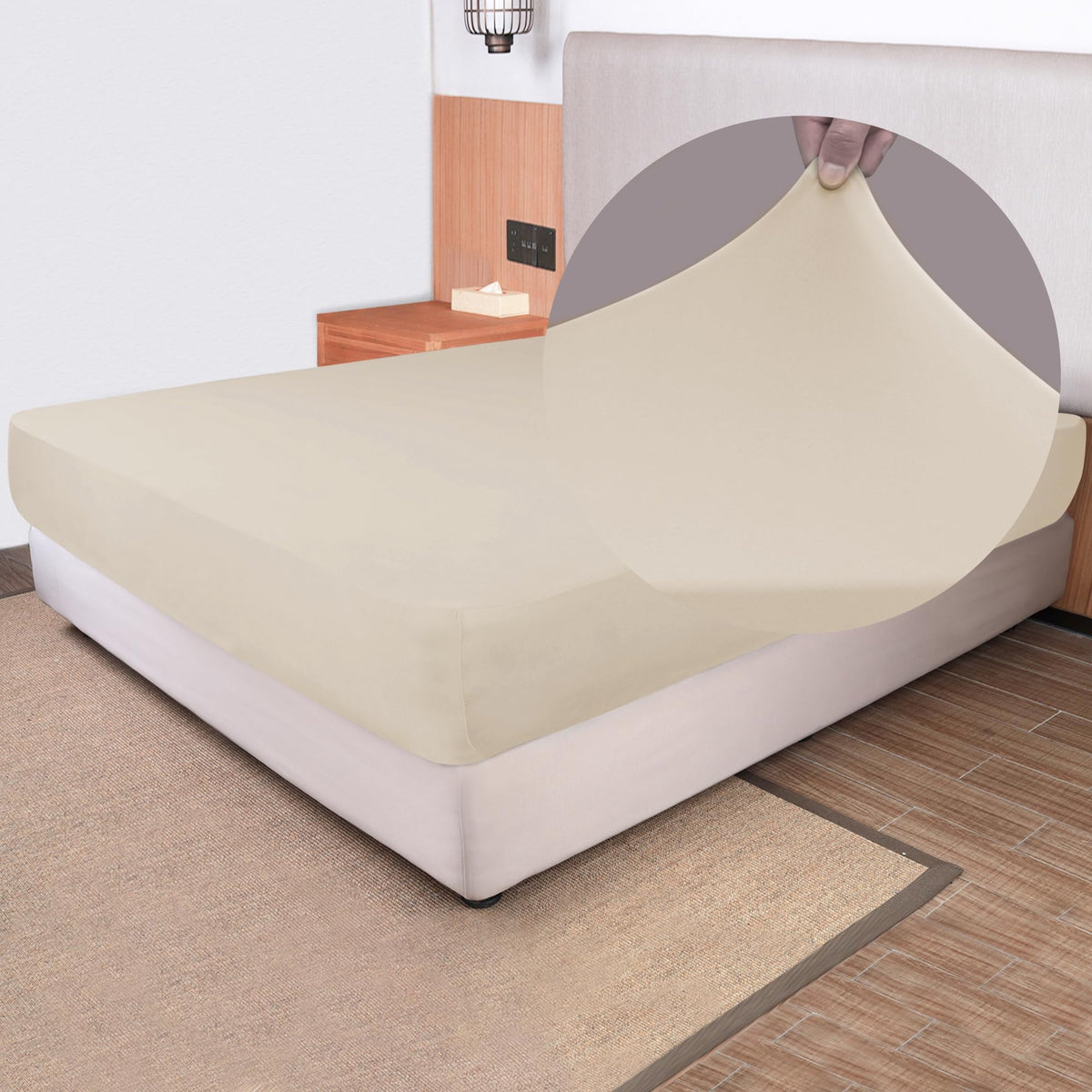N&Y HOME soft stretch king sheet in creamy beige stays put all night