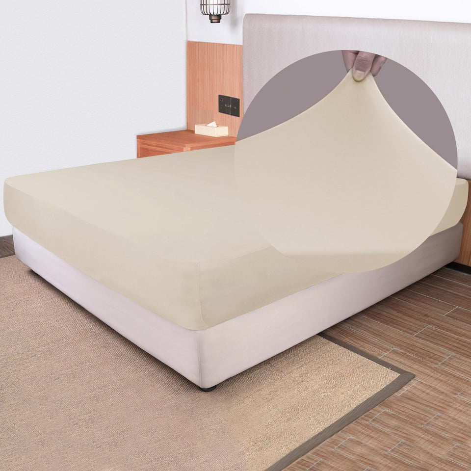 N&Y HOME soft stretch king sheet in creamy beige stays put all night