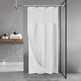 N&Y HOME stall waffle-weave curtain with detachable liner for a complete bath setup.