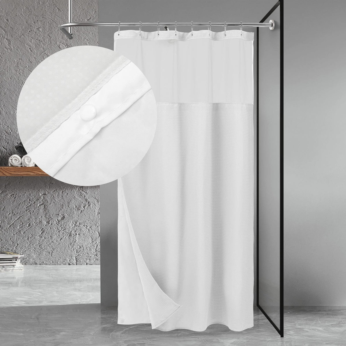 N&Y HOME waffle weave shower curtain in 48x72 for a stall shower with hotel style