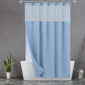 N&Y HOME waffle weave shower curtain with detachable liner, easy to clean and maintain.