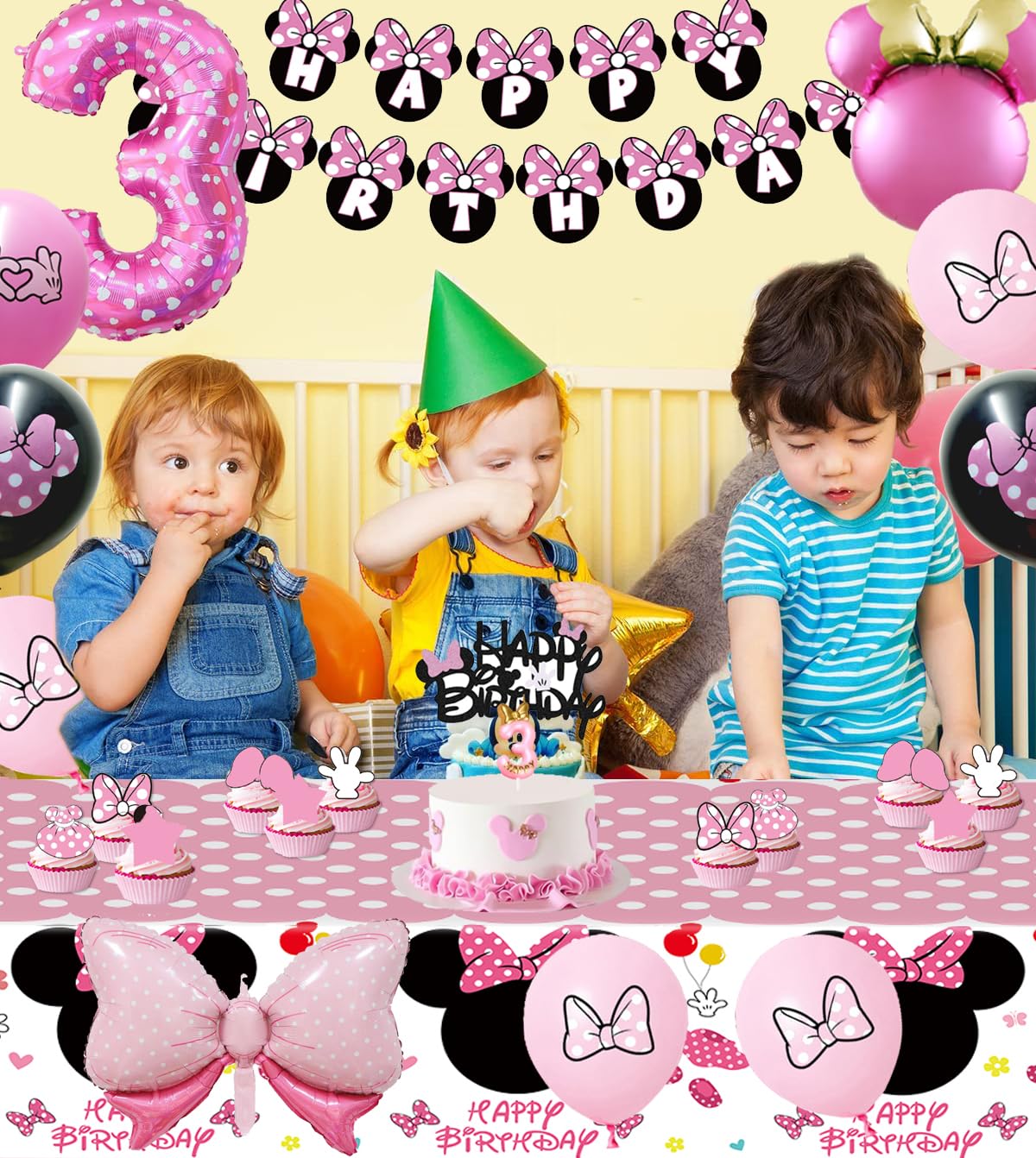 Nyhpar Pink Mouse bow balloon adds soft color to the decor.