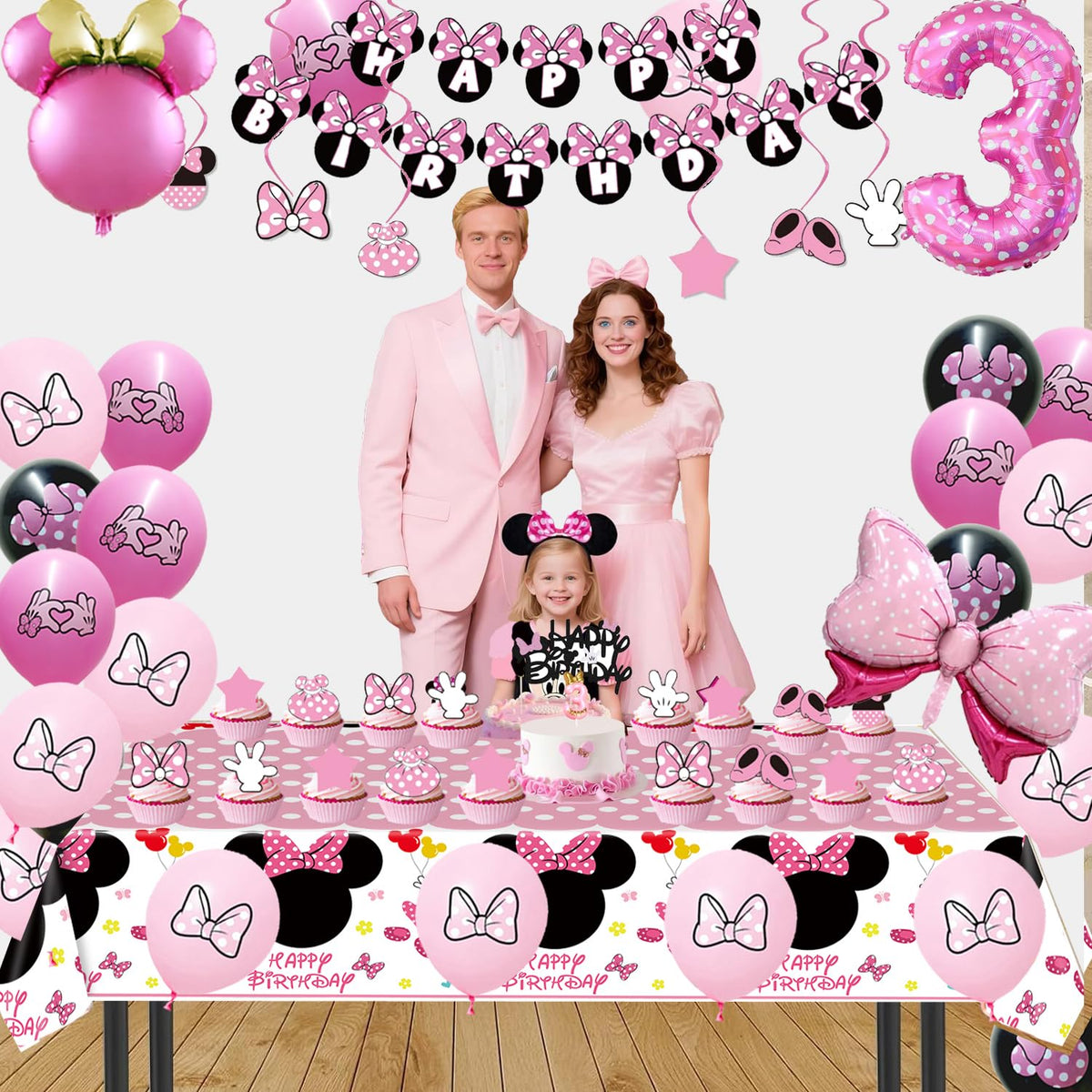 Nyhpar Pink Mouse hanging swirls to decorate walls or dessert tables.