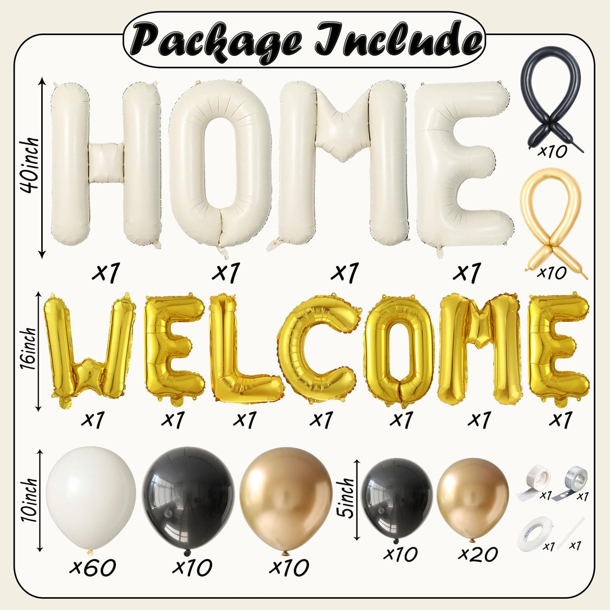 Nyvrexo 16-inch metallic gold WELCOME foil balloon adds bright housewarming accents.