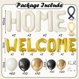 Nyvrexo 16-inch metallic gold WELCOME foil balloon adds bright housewarming accents.