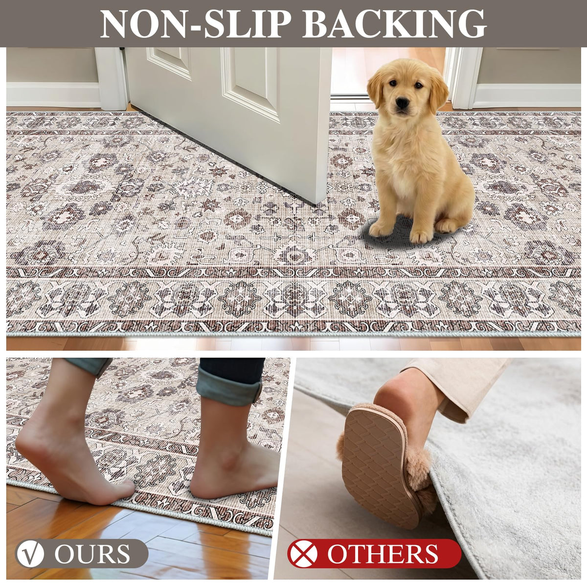NYZEL easy-care rug is machine washable for quick maintenance.