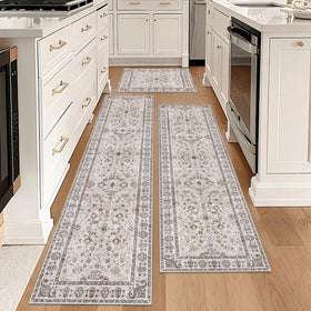 NYZEL rug with non-slip backing stays in place on hardwood.